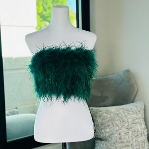[Club L London] Dream Daze Green Feather Bandeau Top - Size 4
